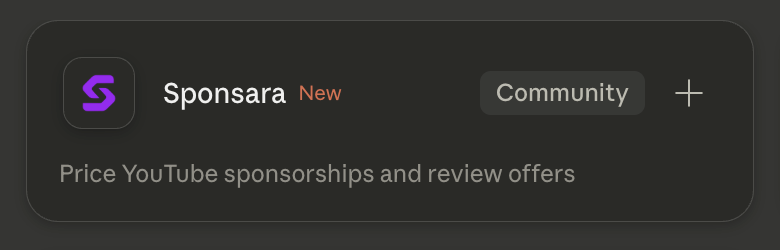 The Sponsara card in Claude’s Connector Directory